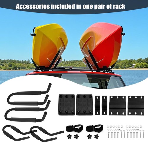 2 Pairs Kayak Roof Rack J-Bar Carrier Holder Car Top Mount Racks for Canoe, SUV, Cars, Truck, Surf Ski, for Trip