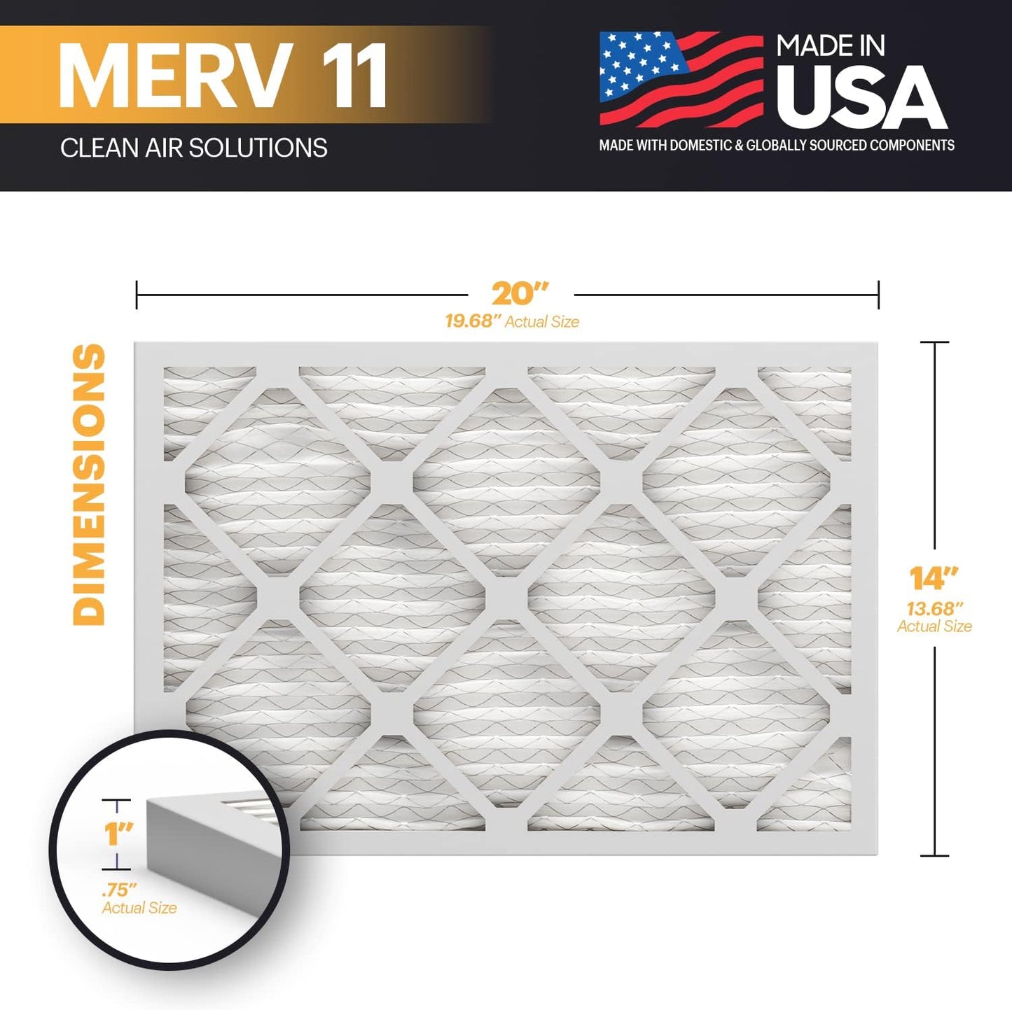 BNX TruFilter 12x12x1 MERV 8 Air Filters (6-Pack) - USA-Made Dust & Pet Defense for HVAC