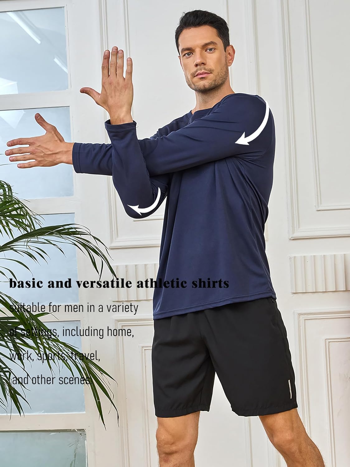 Skiennix Men's Long Sleeve Shirts - Quick Dry Moisture-Wicking Athletic Workout Tees | 5 Pack