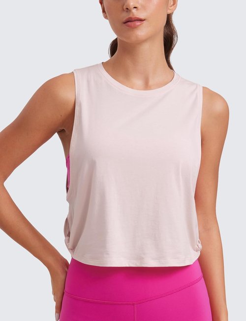 CRZ YOGA Pima Cotton Tank Top for Women - Loose Fit Sleeveless Athletic Shirt | Ideal for Yoga & Gym