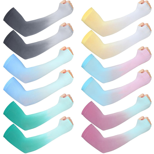 JenPen 6 Pairs UV Sun Protection Arm Sleeves to Cover Arms for Women Compression Sleeves for Men (Delicate Color,L)