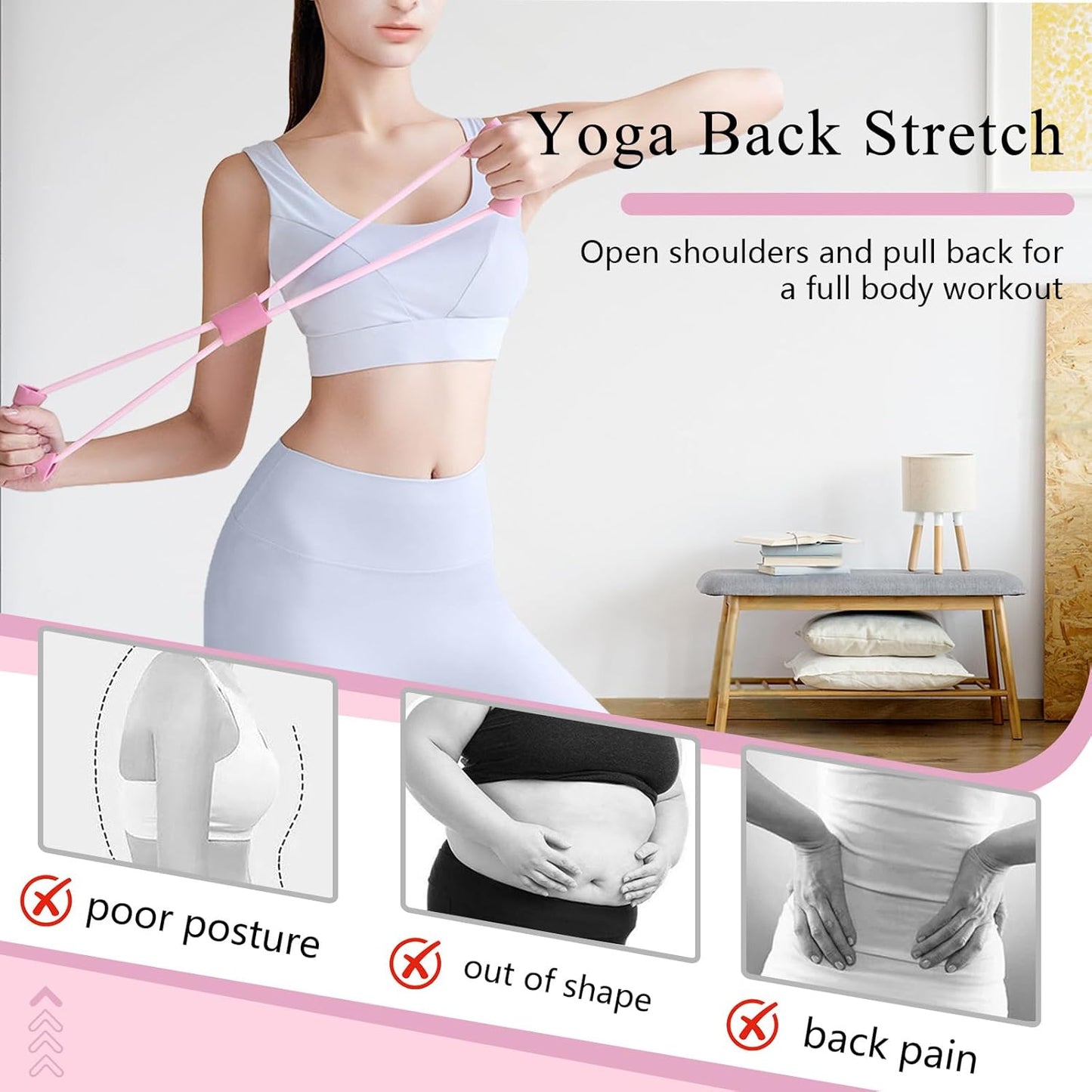 Skiennix Figure 8 Resistance Bands - 2 Pack Workout Stretch Bands for Yoga & Physical Therapy