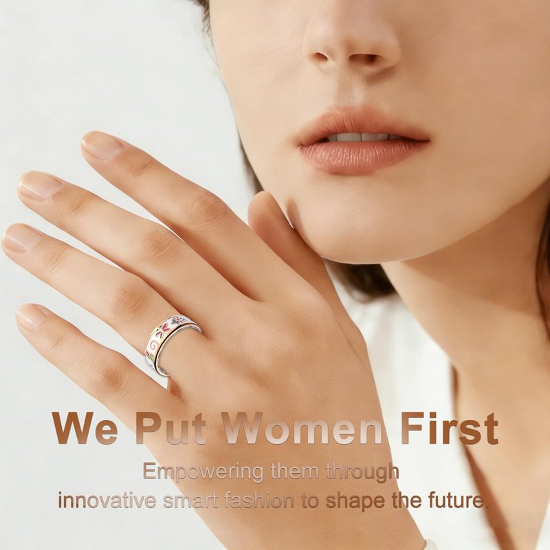 VAMOTRA Enamel Craft Smart Ring for Women & Men, No Subscription Fitness Tracker with Heart Rate, Sleep Tracking, SpO2 – IP68 for iOS & Android (Enamel Color, 8)