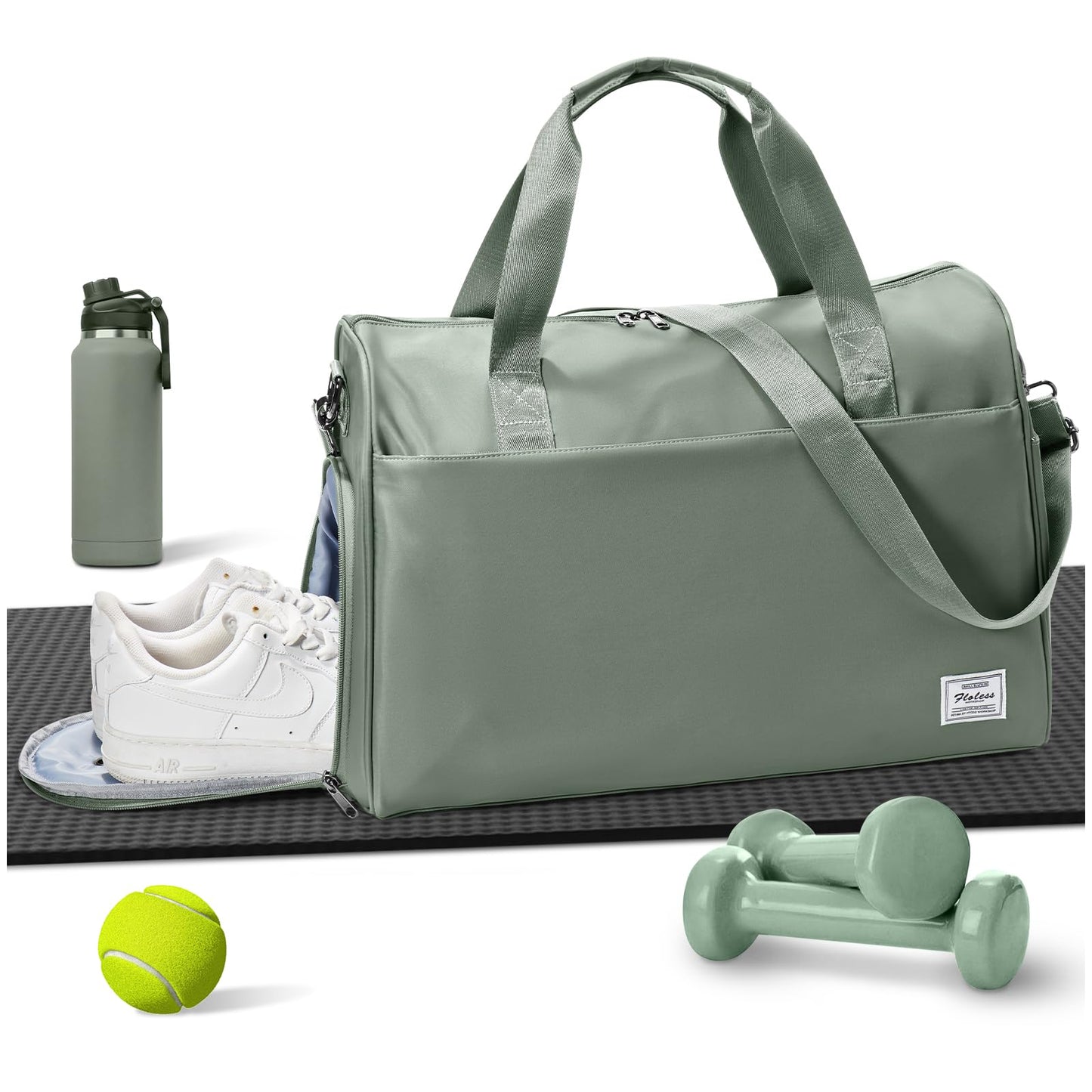 Travel Duffel Bags for Women & Men - Weekender with Shoe & Laptop Compartments - Carry On, Overnight, Gym & Hospital Bag - Dark Green