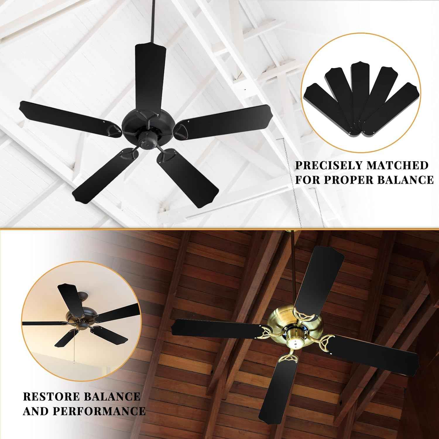 42-Inch Waterproof Replacement Fan Blades - 5 Pcs for Indoor/Outdoor Ceiling Fans