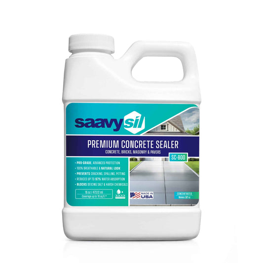 Silane Siloxane Penetrating Concrete Sealer – 16 oz Makes 32 oz – Water-Based Waterproof Protection for Indoor/Outdoor Concrete, Masonry, Brick, Pavers & Stone – Clear Finish