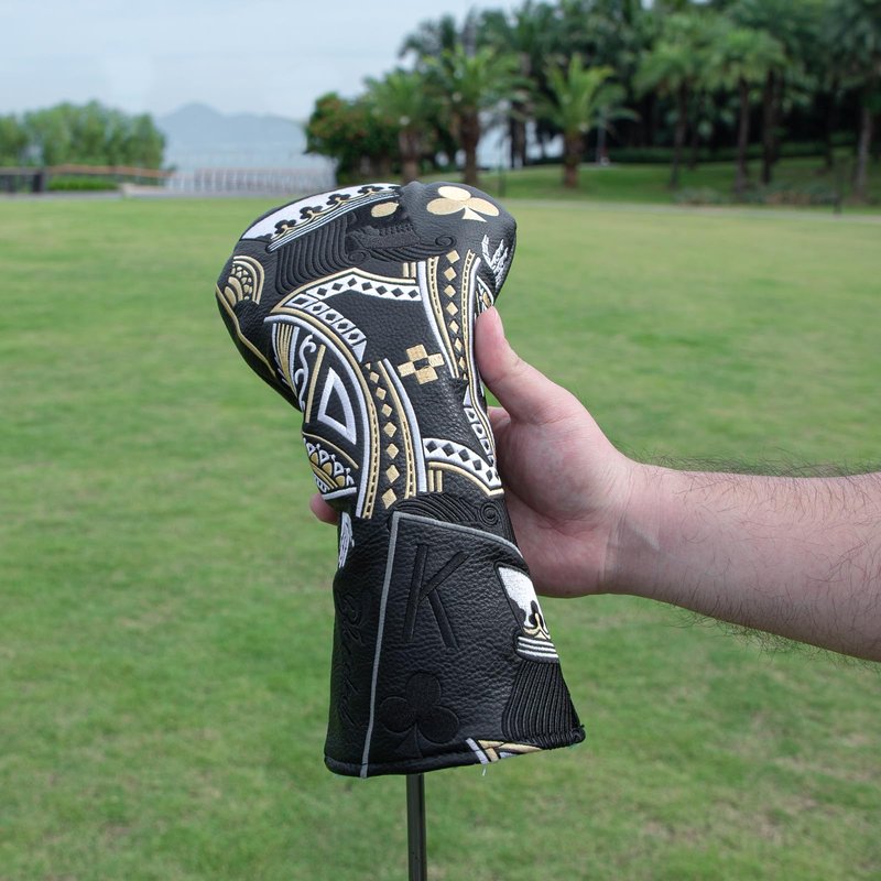 BAIRBRE Golf Head Covers,Black Poker Diamond King 3 Wood Headcover Golf Driver Cover Fariway Wood Headcover Hybrid Head Covers Golf Club Covers for Most Brand (for Driver)