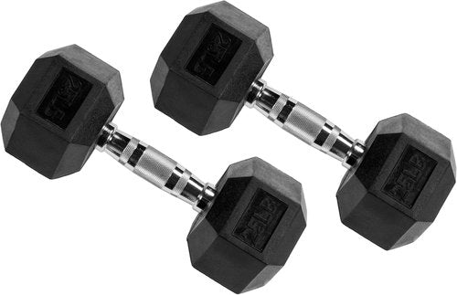 Fitvids Hex Dumbbells - Rubber Coated Hand Weights for Home Gym | 5-50 LB Pair for Effective Workouts