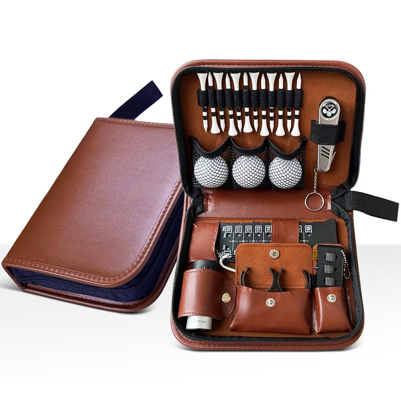 SANTA CASA Golf Gift Set - Complete Golfing Accessories for Men & Women, Dad, with 3 Golf Balls, Bag Case, Rangefinder, Tees, Brush, Divot Knife, Scorer & Ball Clamp, Essentials Golf Accessories