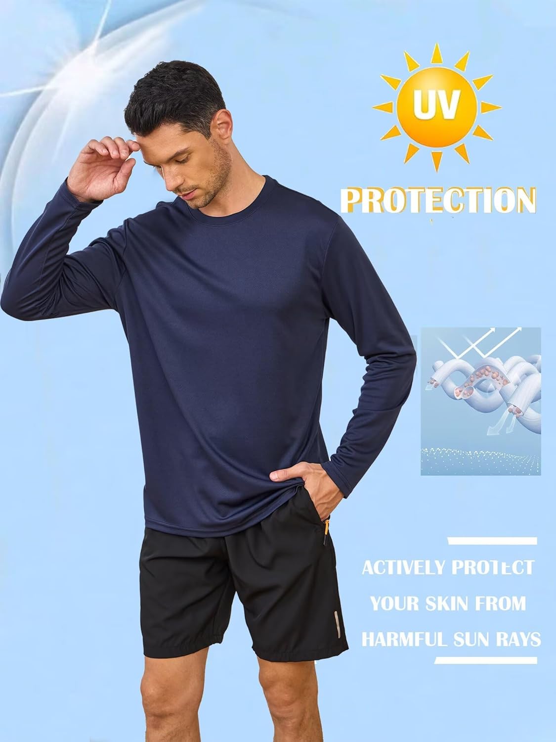 Skiennix Men's Long Sleeve Quick-Dry Athletic T-Shirts - 5 Pack for Gym & Running