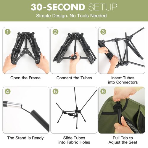 AuroraTrail Ultralight Backpacking Camping Chair – Only 2.7 lb, Supports 330 lb, Compact Folding Outdoor Seat with Carry Bag, 7075 Aluminum Frame for Hiking, Camping & Festivals (Green)