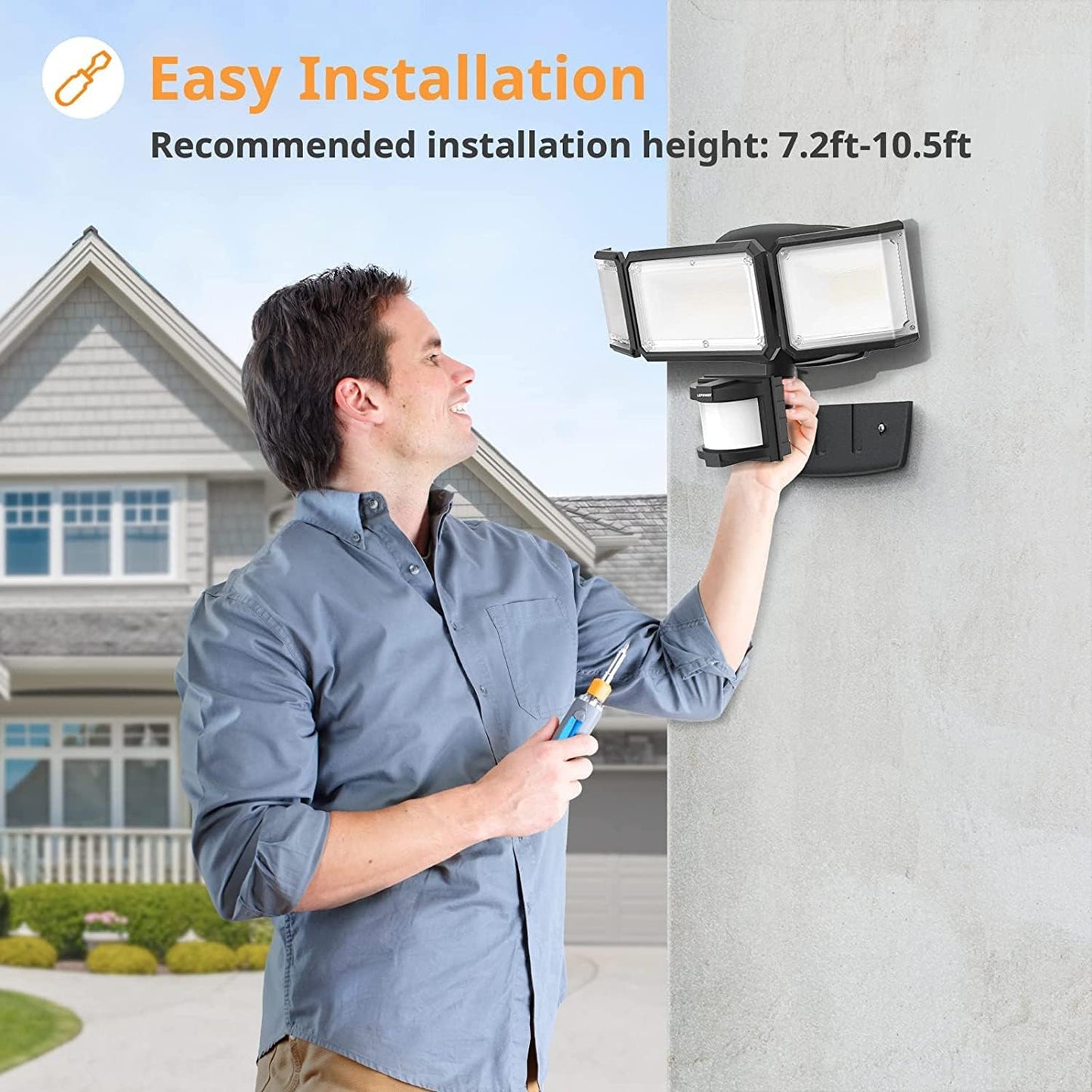 1500LM Battery Powered LED Flood Light with Motion Sensor - Waterproof Security Light for Garage, Yard & Porch