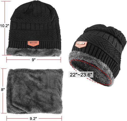 KRATARC Winter Warm Scarf & Beanie Hat Set - Knit Gloves & Neck Gaiter for Men & Women