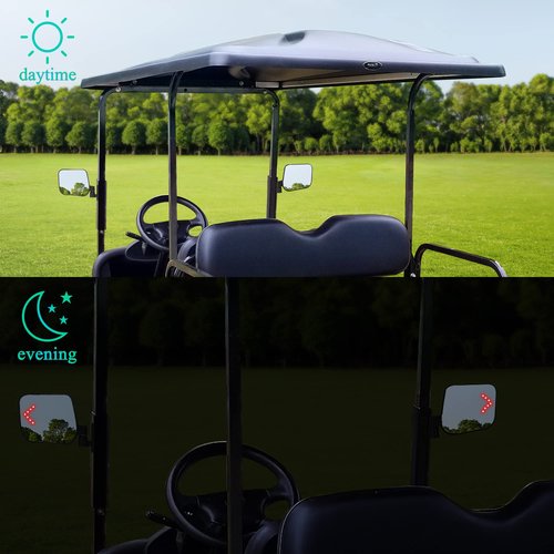 Golf Cart Side Mirrors with Turn Signal Light，Rear View Mirror for Club Car EZGO Yamaha Gas & Electric,Golf cart must be drilled and have turn signal headlights