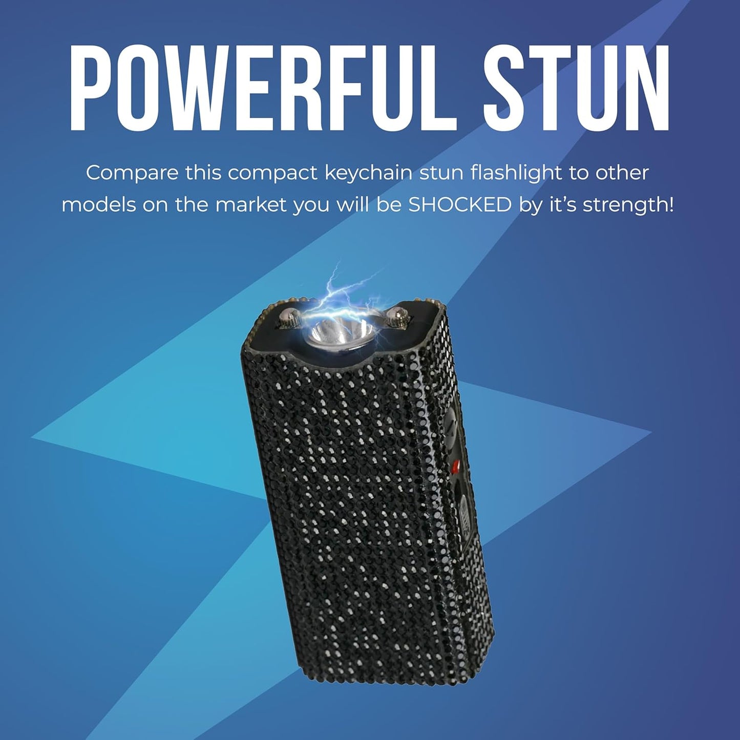 Streetwise Rhinestone Stun Gun Keychain - Compact Rechargeable Flashlight with Holster & Keyring for Women's Safety