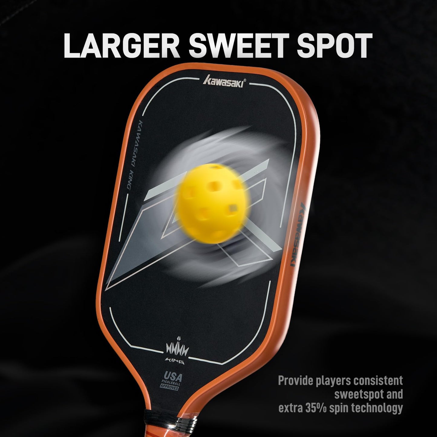 Pickleball Paddle, Kawasaki T700 Carbon Fiber (CFS)-USAPA Approved King Series Pickleball Racket 16mm for Tournament Level, with Cover Case/Grip (Black/RED)