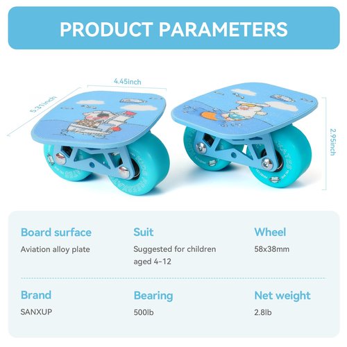 Freeskates Drift Board, Split Skateboard Small Portable with Metal Plate (Blue)