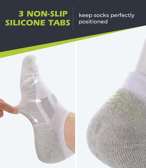 BAMBOO COOL Men's No-Show Socks - Breathable, Moisture-Wicking, Non-Slip | 6-Pack for Running & Workouts