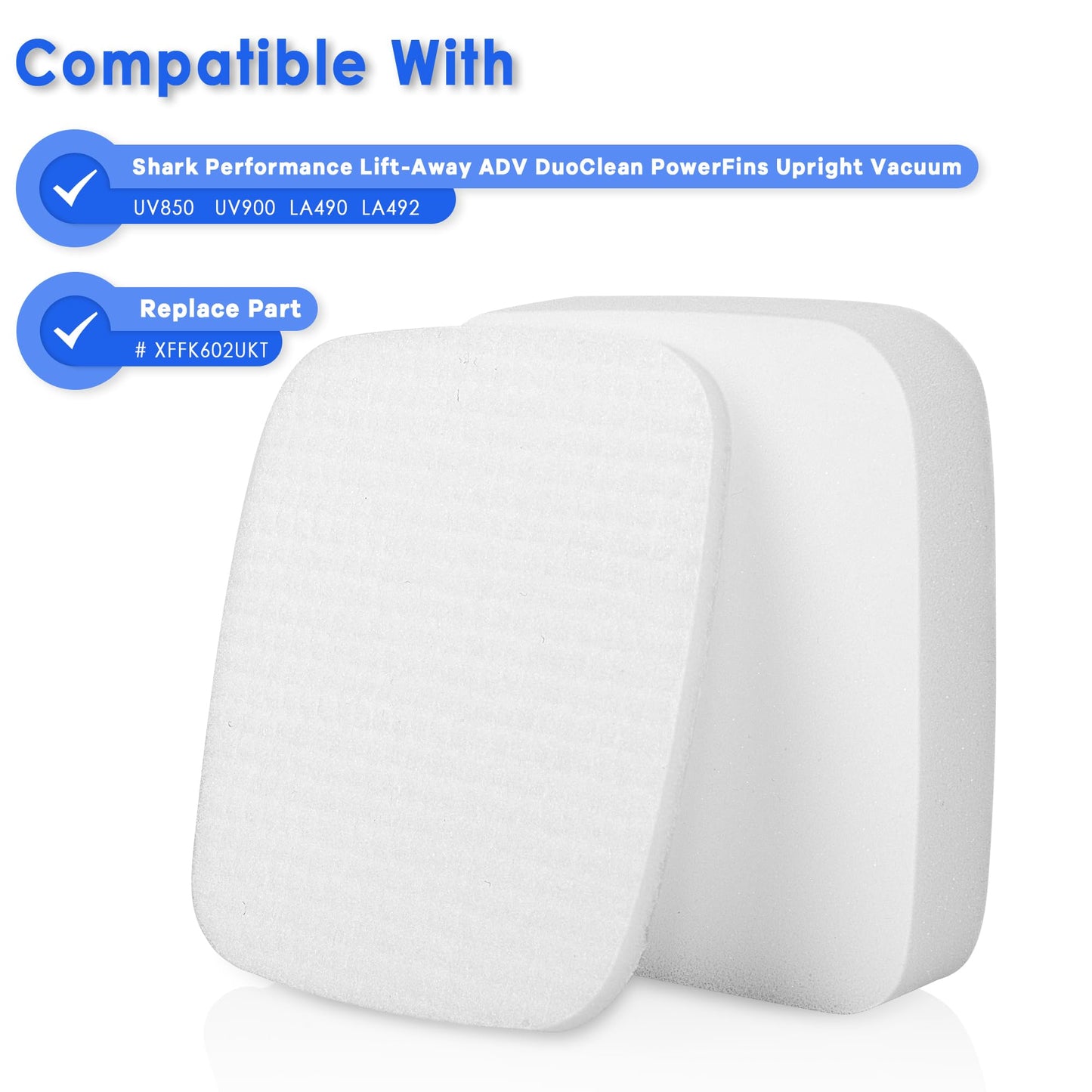 3Pack UV850 Foam & Felt Filters Replacement for Shark Performance Lift Away UV850 UV900 DuoClean Upright Vacuum Cleaner, Compare to Part # XFFK602UKT