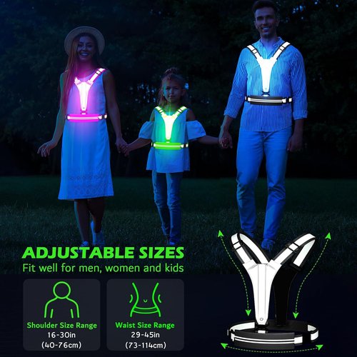 LED Reflective Vest by [Brand Name] - USB Rechargeable Light-Up Running Gear with Chest Phone Holder for Night Safety