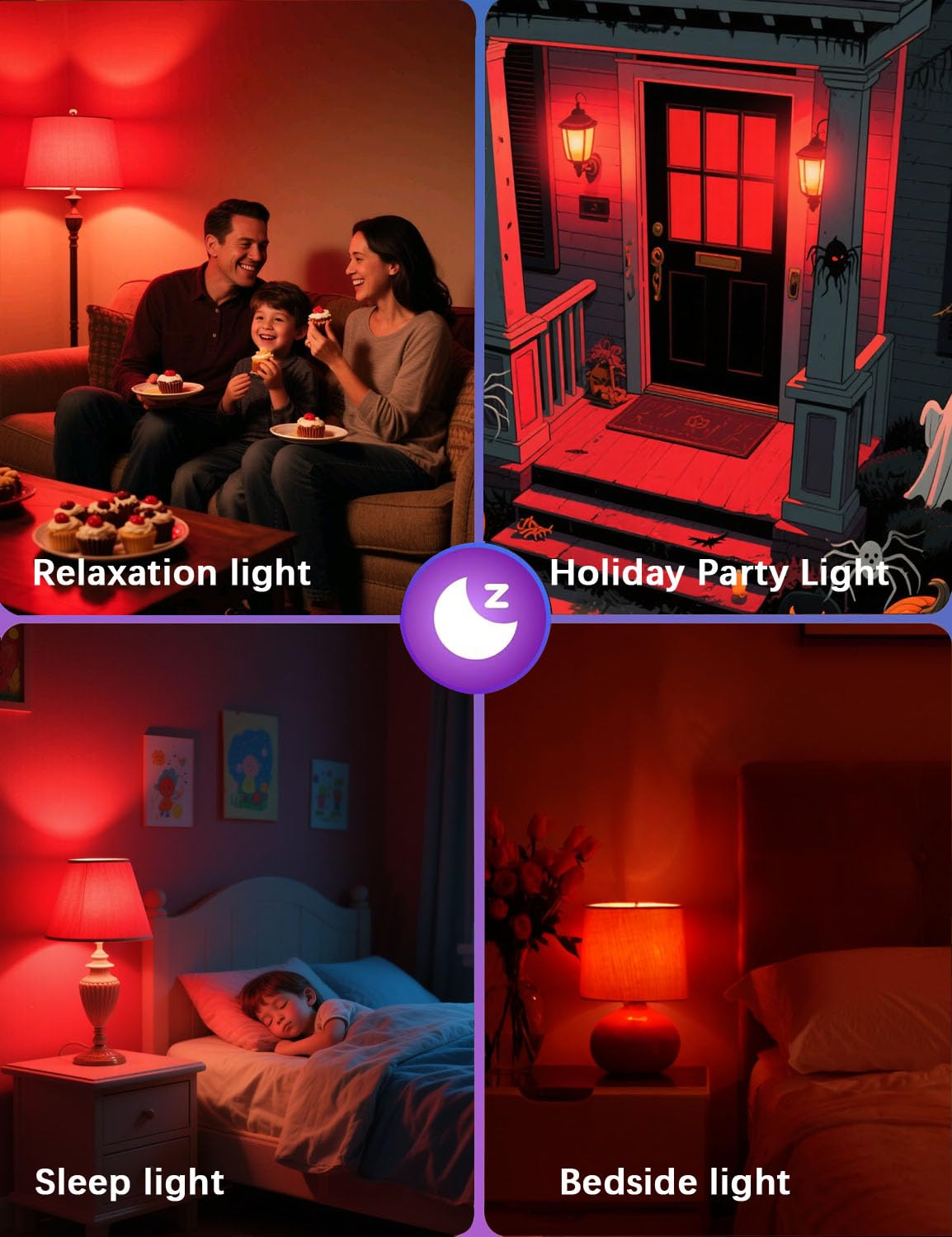 630nm LED Red Sleep Light Bulb Dimmable, Blue Light Blocking Bulb Promoting Melatonin Red Light Bulbs, A15 LED 5W 40W Equivalent Night Light E26 Base 6Pack