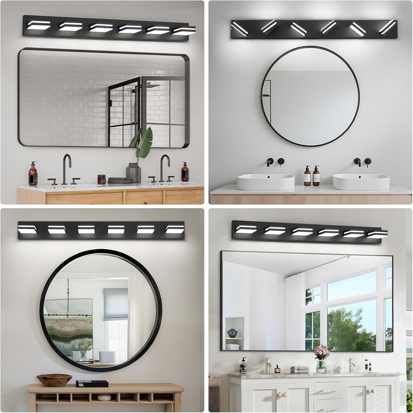 3-Light Modern LED Bathroom Vanity Light Fixture - Black Metal & Acrylic, 16-inch Over Mirror Lighting
