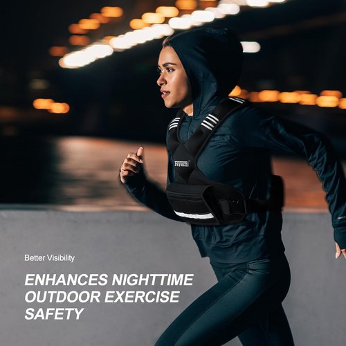 Feyachi Adjustable Weighted Vest - 3-32 lbs X-Type Weight Vest with Reflective Stripe for Running & Training