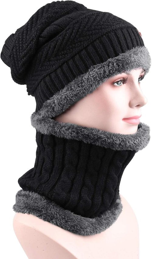 KRATARC Winter Warm Scarf & Beanie Hat Set - Knit Gloves & Neck Gaiter for Men & Women