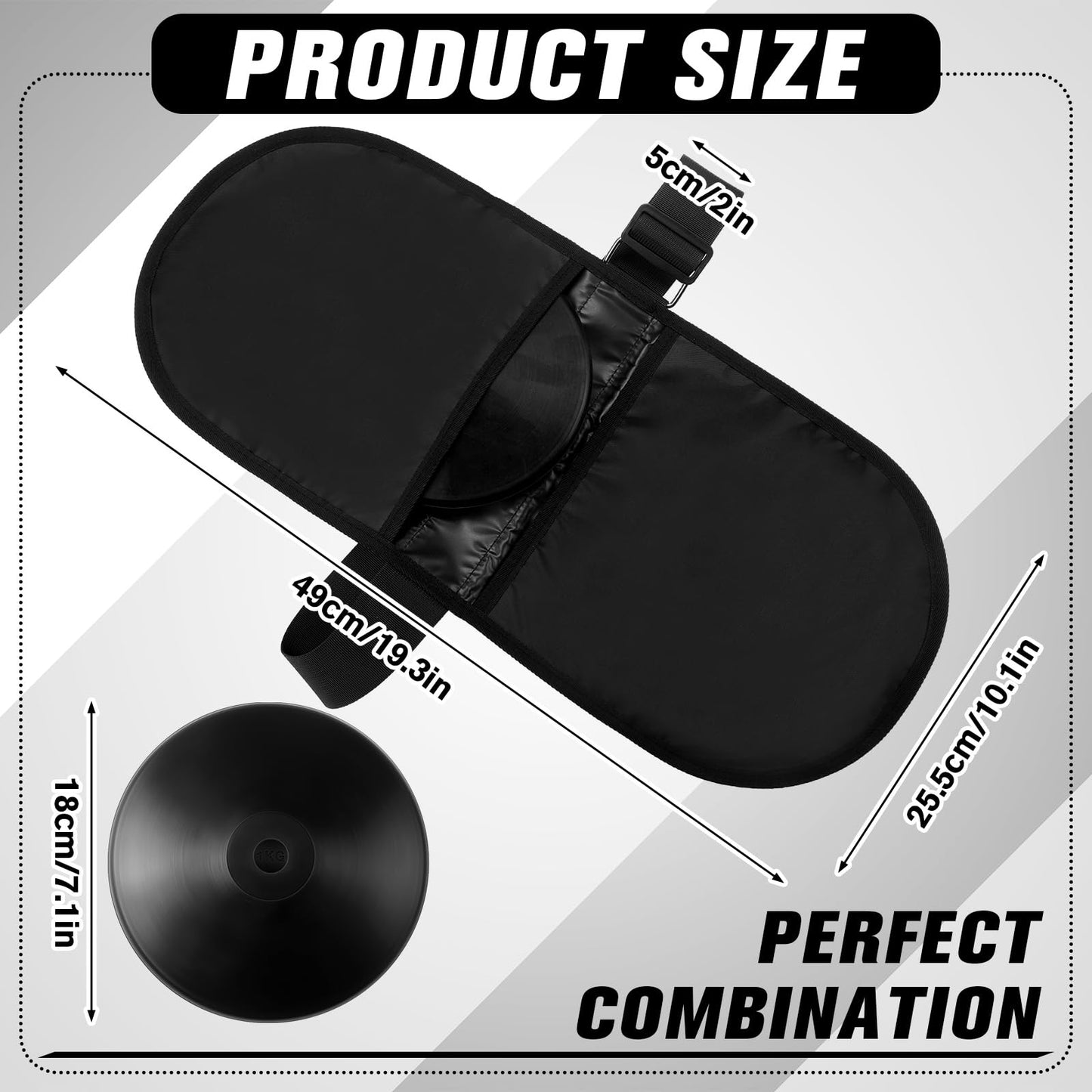 ShinyRelief 2 Pcs Rubber Discus and Discus Shot Carrier Bag 1kg Discus Field Shot Put Discus Carry Bag with 2 Pockets Adjustable Carrying Strap for High School College Thrower Track Field