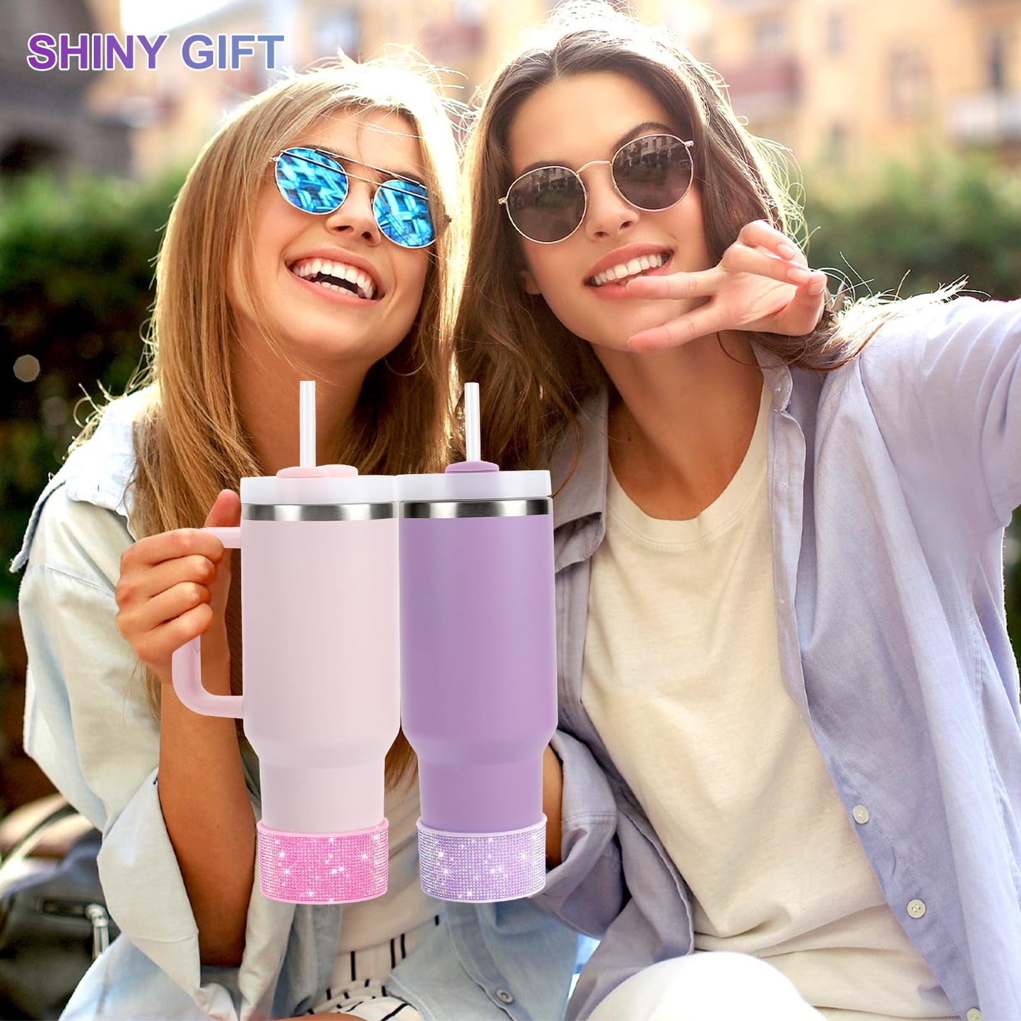 Rhinestone Silicone Boot for 30 oz Stanley Quencher, Anti-Slip Silicone Protector for Qunercher Pro tour Flip 300z, Cup Accessories for 2.75-2.87 inch Trapezoidal Cylinder Base Water Bottles Bottom