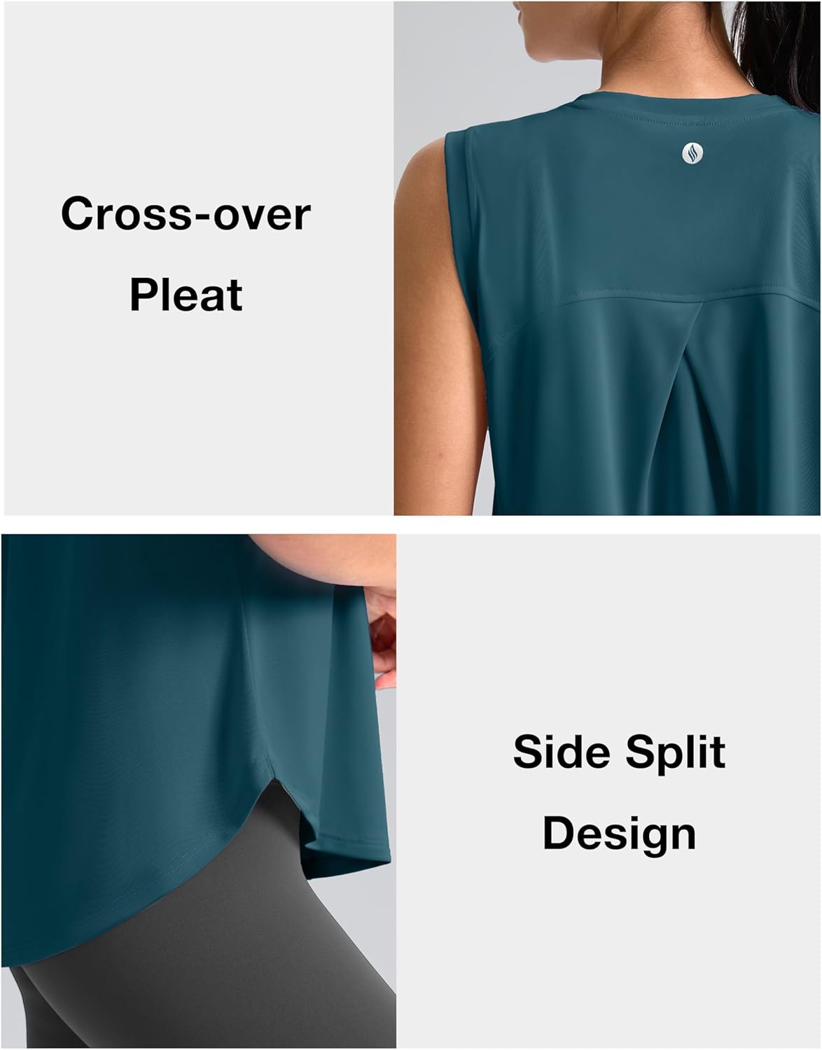 SANTINY Women's Sleeveless Workout Tank Tops - Breathable Lightweight Yoga & Tennis Shirts