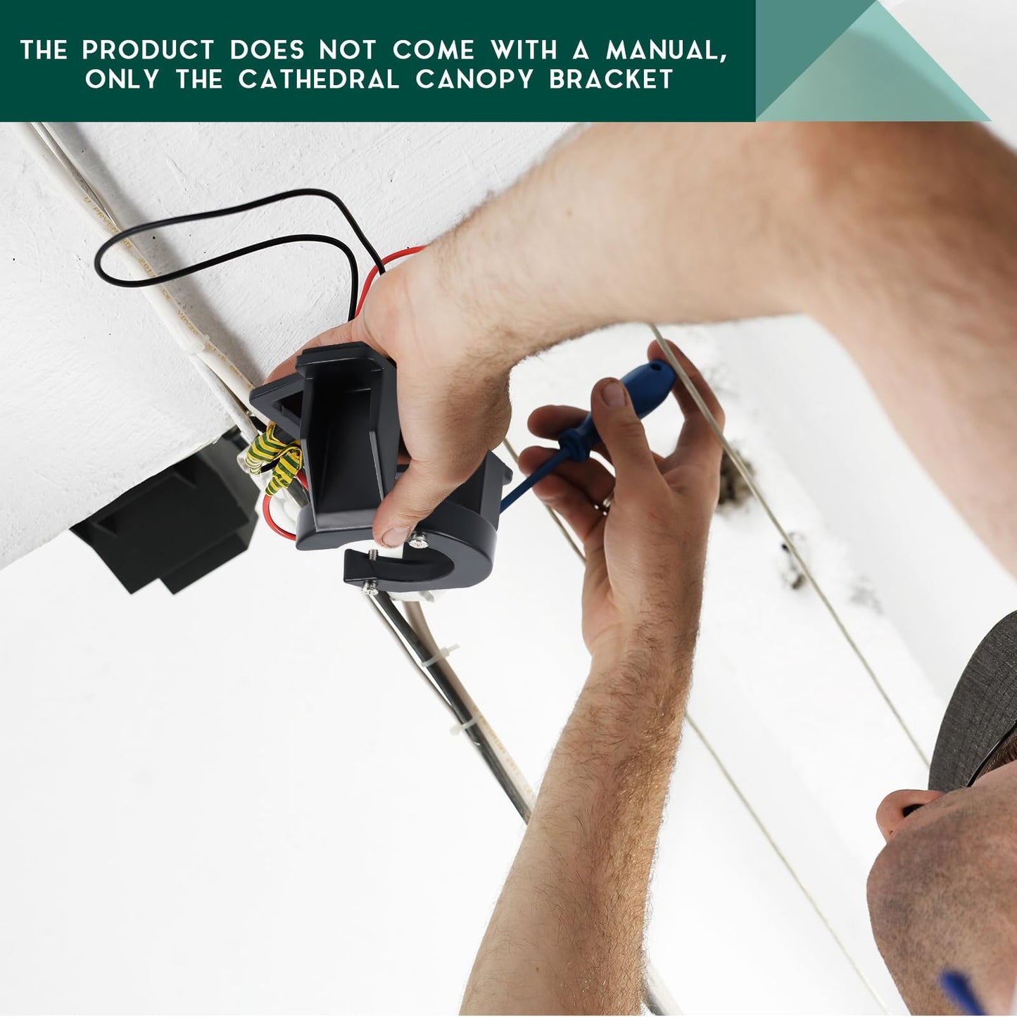 Zonon Ceiling Fan Mounting Bracket Ceiling Fan Mounting Kits for Cathedral Canopy Living Room, Black(1 Pcs,Without Wire)