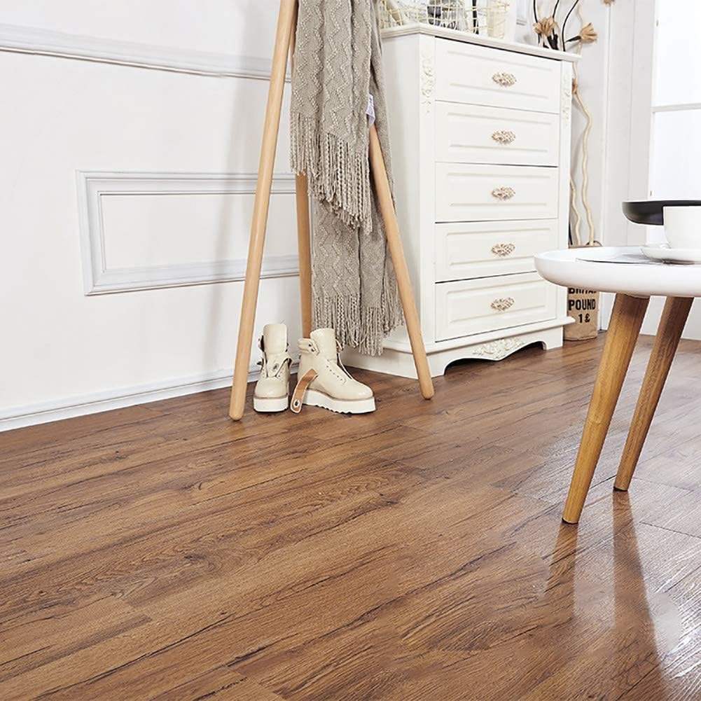 Peel and Stick Floor Tile, INMOZATA 36-Pack 54 Sq.Ft Self Adhesive Vinyl Plank Flooring Wood Grain Look 36x6 Inch Waterproof Tile Sticker for Bedroom, Living Room, Kitchen, RV (Natural Walnut)