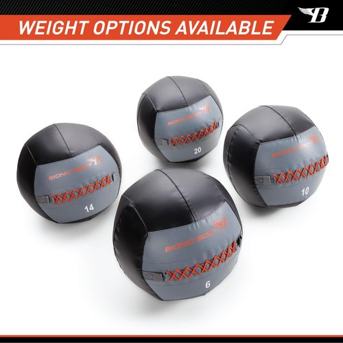 Bionic Body Soft Medicine Ball Weighted Slam Wall Ball for Cardio Workout and Core Training – Ideal for Squat, Lunge, and Partner Toss – 6, 10, 14, 20 lb., 14-Pound