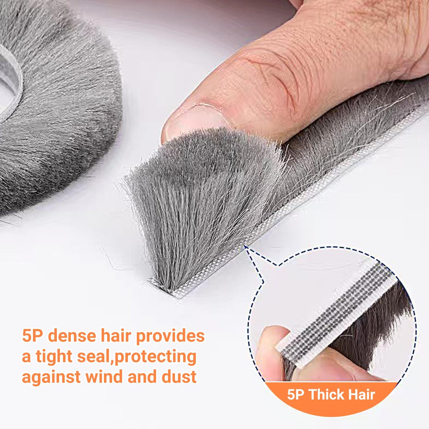 Weather Stripping Door Window Seal, 33Ft Self-Adhesive Brush Door Soundproofing Seal Strip for Sliding Windows and Door Frames, 0.35 Wide X 0.2 Inch Thick, Gray
