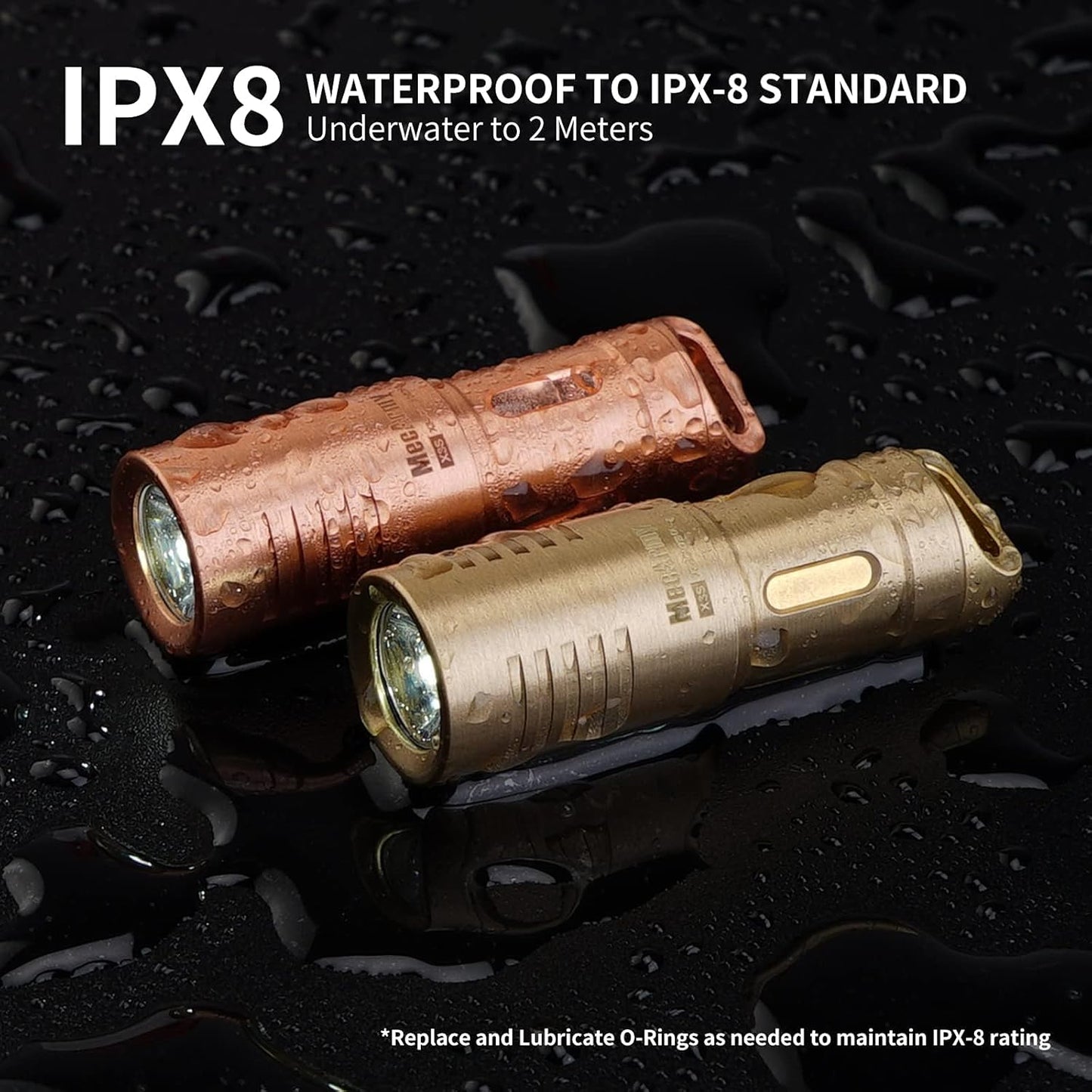 MecArmy X3S Mini EDC Flashlight - Portable Rechargeable Keychain Torch | 130 Lumens Waterproof (Copper)