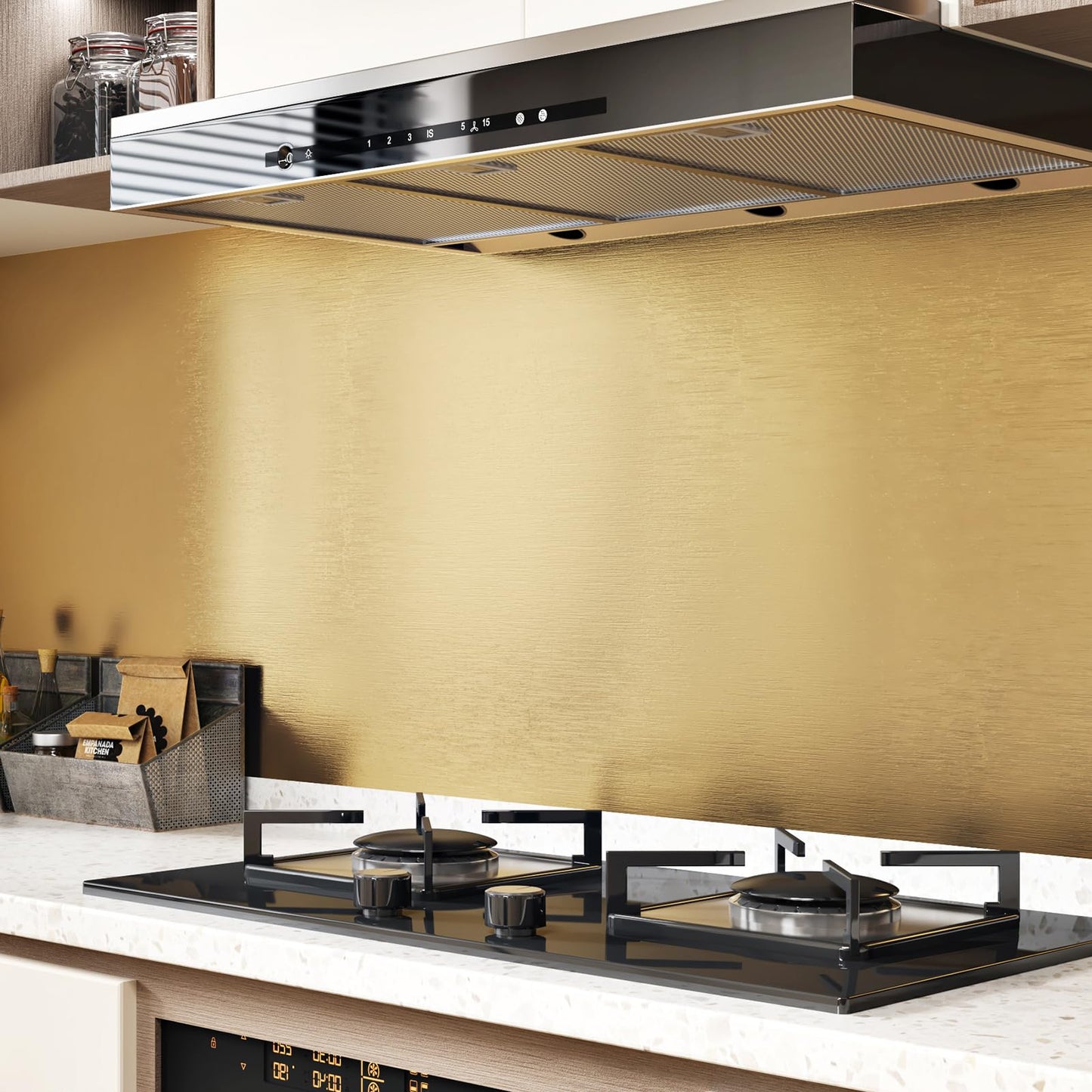 WESTICK Stainless Steel Gold Contact Paper Removable Metallic Gold Wallpaper Peel and Stick Brushed Golden Contact Paper Stainless Steel Vinyl Fridge Wrap for Appliances Cabinets Countertops 15.8"x80"