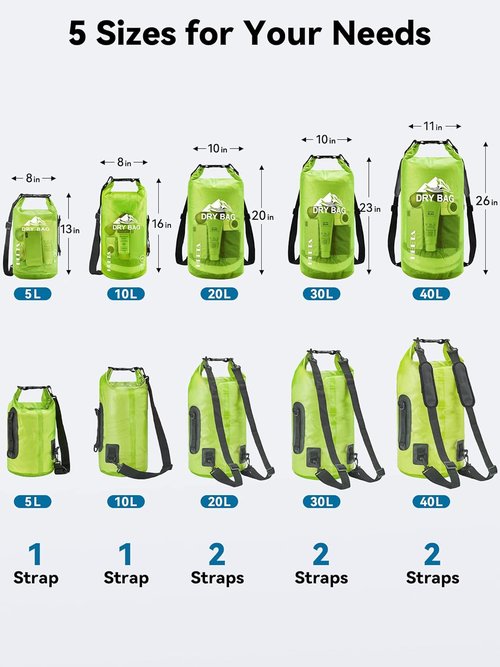 HEETA Waterproof Dry Bag - Lightweight Roll Top Storage for Travel & Outdoor Activities | 5L/10L/20L/30L/40L Sizes