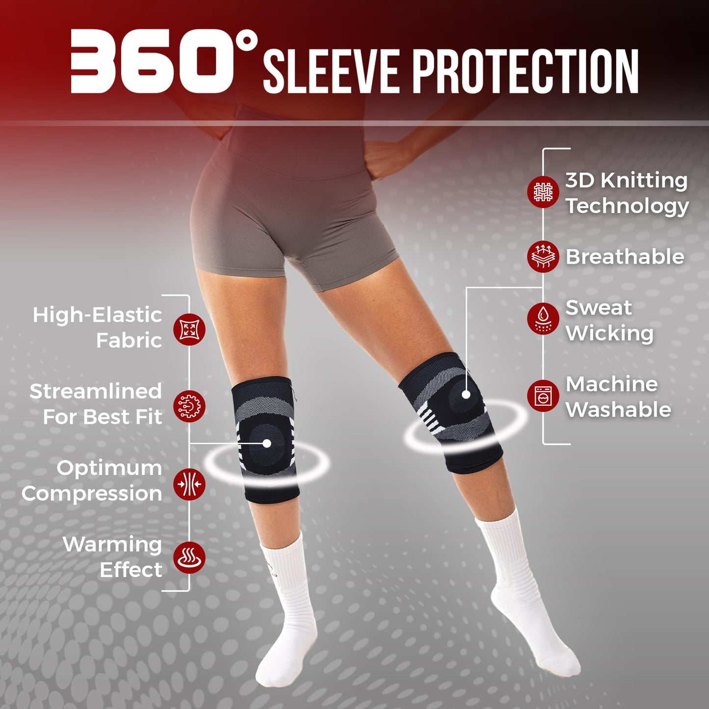 Nordic Lifting Knee Compression Sleeves (1 Pair) - Support for Arthritis Prevention & Recovery (X-Large, Grey)