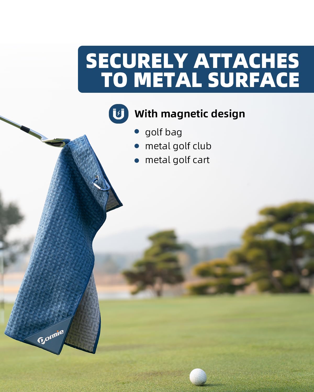 DORMIE Golf Magnetic Towel - Premium Ultra-Absorbent Microfiber Golf Towel with Magnet for Golf Carts or Clubs