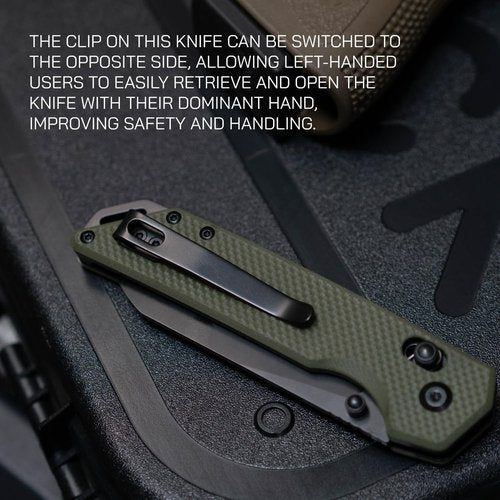 704 Gear Fang EDC Folding Pocket Knife | 3.22" Tanto Blade, D2 Steel, G10 Handle, Crossbar Lock, Reversible Pocket Clip | Olive Drab Green