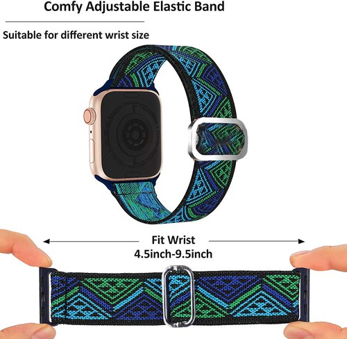 Compatible with Wahoo ELEMNT Rival Smartwatch Band, Lamshaw Stretch Elastics Nylon Adjustable Replacement Strap Accessories for Men & Women Compatible for Compatible with Wahoo ELEMNT Rival Smartwatch (1, Blueprint)