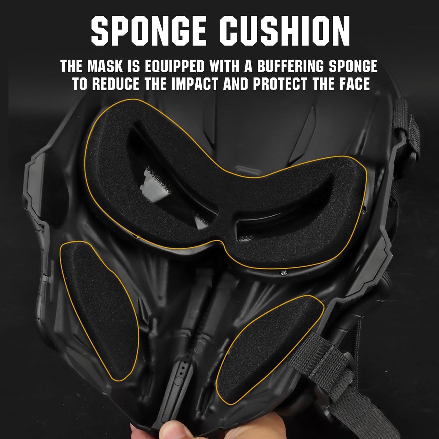 Airsoft Skull Full Face Protective Mask,Gray Lens for Cs Wargame Halloween Cosplay Costume PartyTactical Airsoft Mask (Black)