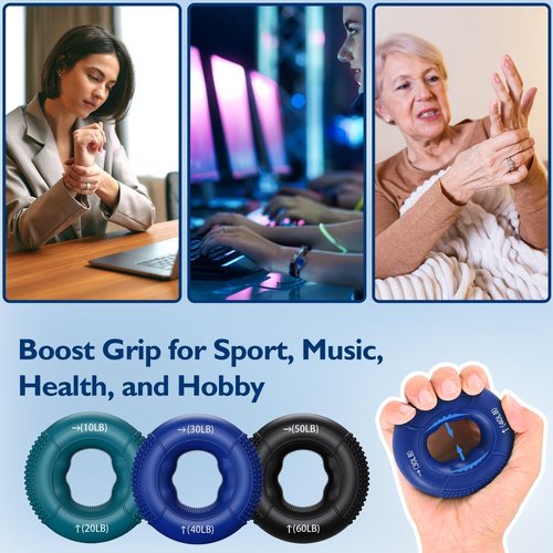 FitBeast Grip Strength Trainer - 9-Piece Forearm & Finger Exerciser Kit for Targeted Strength & Recovery