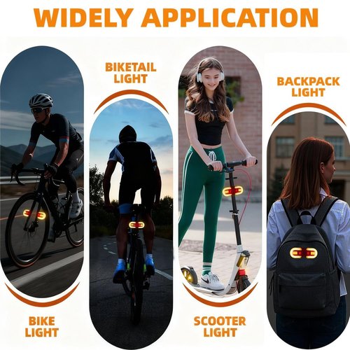 2Pcs Bike Tail Lights with Turn Signals, Wireless Remote Control USB Charging Bike Rear Light, Waterproof Split/Integrated Bicycle Lights, 5 Modes Safety Warning Turn Signals Light for Night Riding