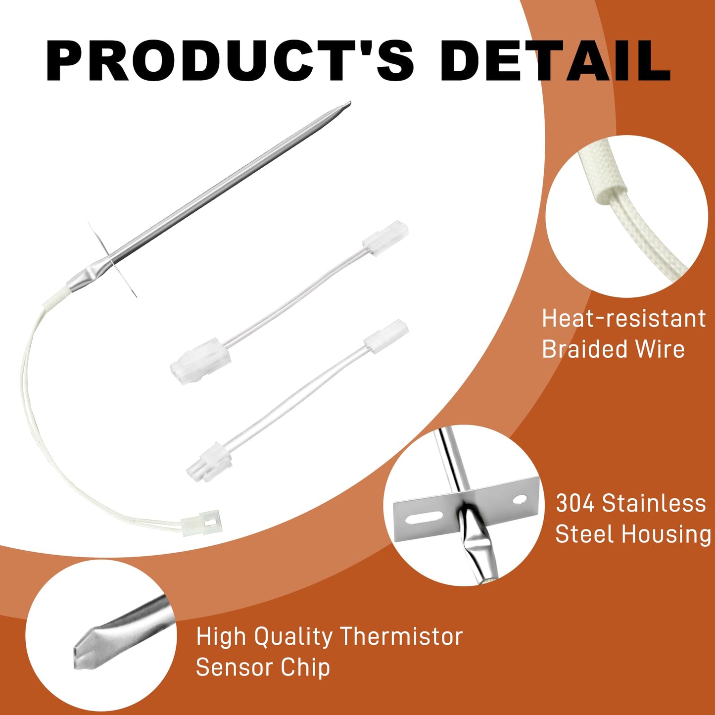 12001656 WB21X5301 Oven Temperature Sensor Replacement Compatible with Whirl-Pool Ken-More G-E Ovens Replaces AP4009009 74004943 PS1570174 12001554 12001656VP 7430P003-60（1 Pack） by TOMOON