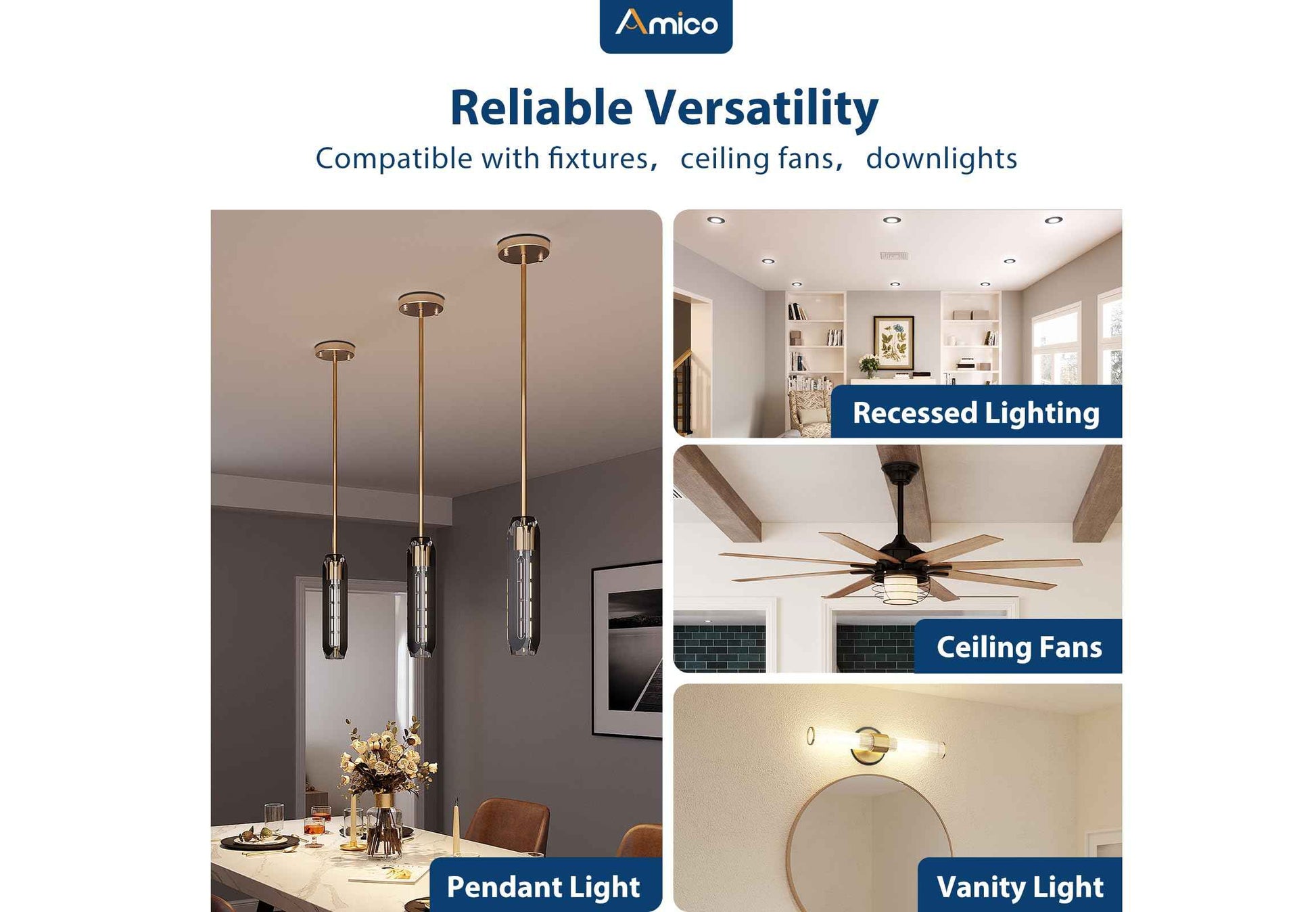 Amico 6 Pack Goof Rings for 6 Inch Recessed Lights, Can Light Trim Ring Cover, Outer Diameter 8.6-inch, Inner Diameter 6.2-inch, Durable Plastic Design, Black