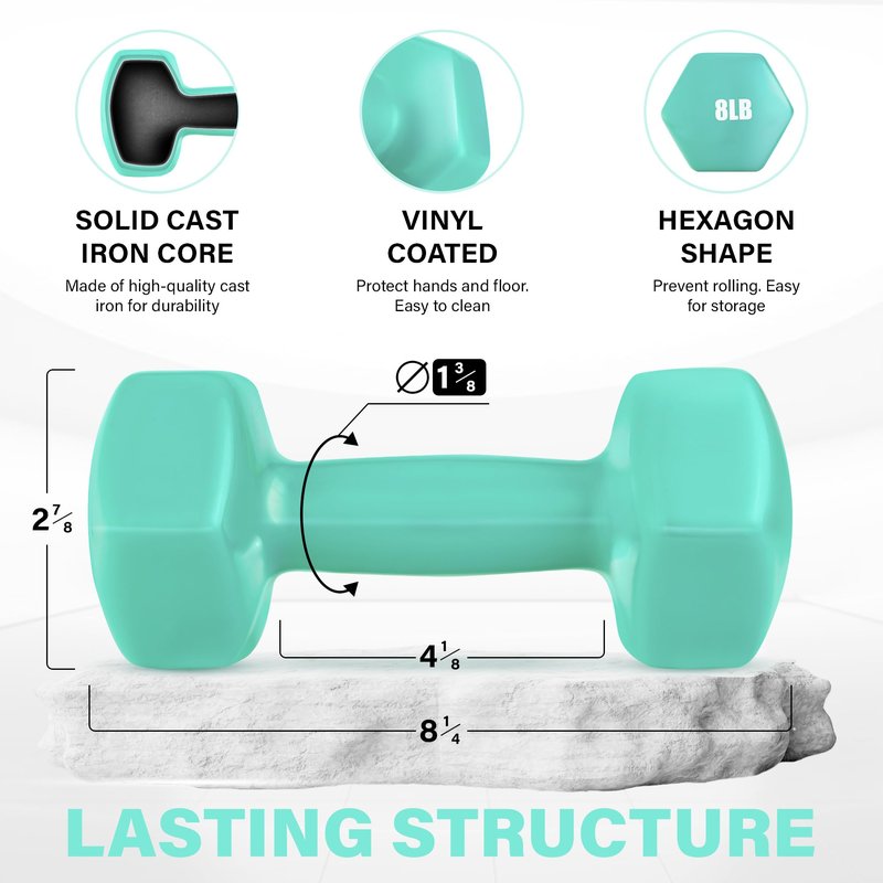 Yes4All Dumbbell Vinyl Coated - 8 lbs - Bermuda - Pair