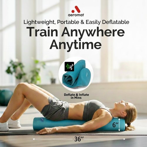Ensign Blue Adjustable Air Roller - 2 to 12 PSI Firmness for Fitness, Yoga & Rehab - Ideal for Muscle Recovery & Home Gym