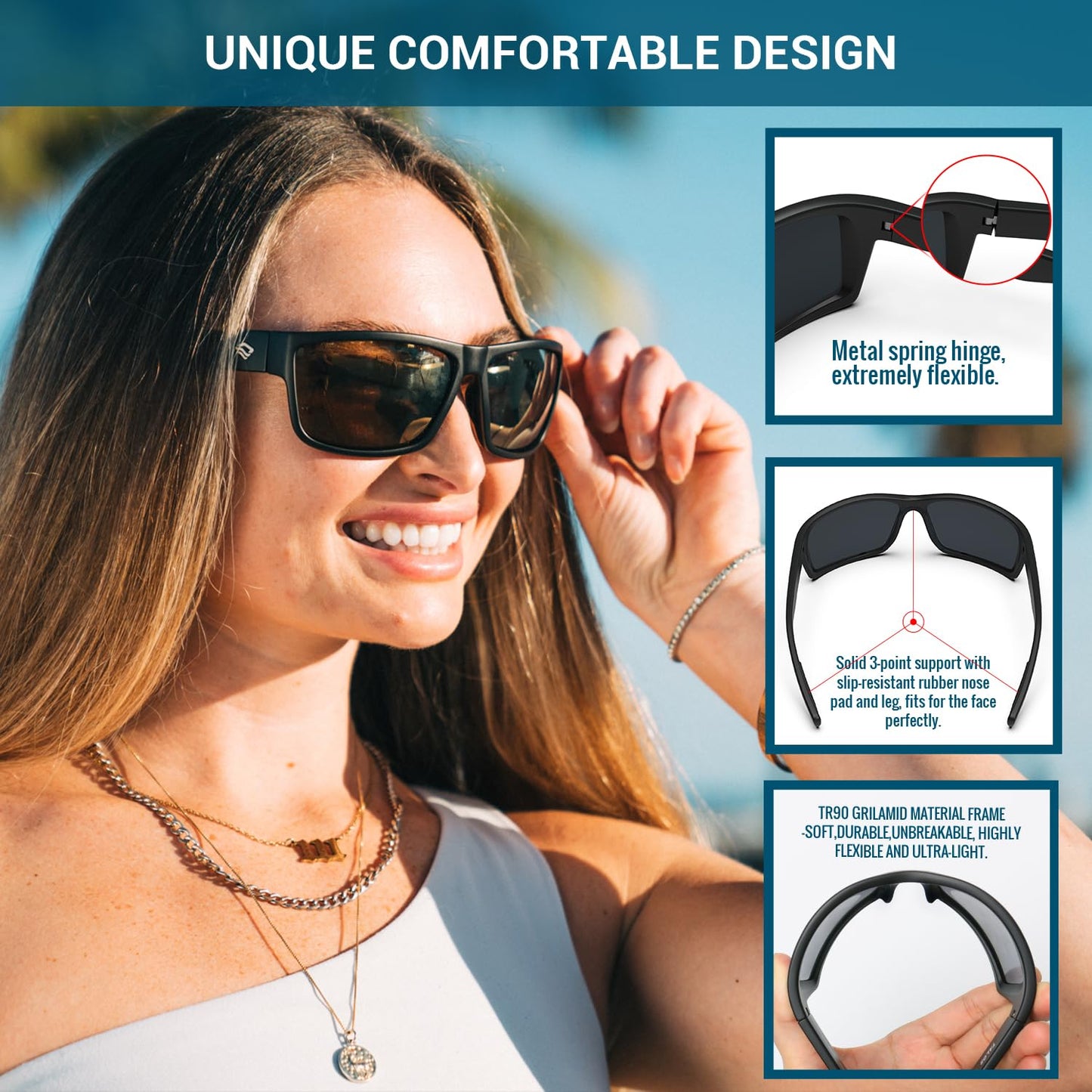 TOREGE Sports Polarized Sunglasses for Men Women Flexible Frame Cycling Running Driving Fishing Trekking Glasses TR24 (Matte White&Pink&Pink Lens)